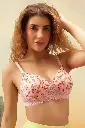 Padded Non-Wired Full Coverage Floral Print Multiway T-shirt Bra in Light Pink
