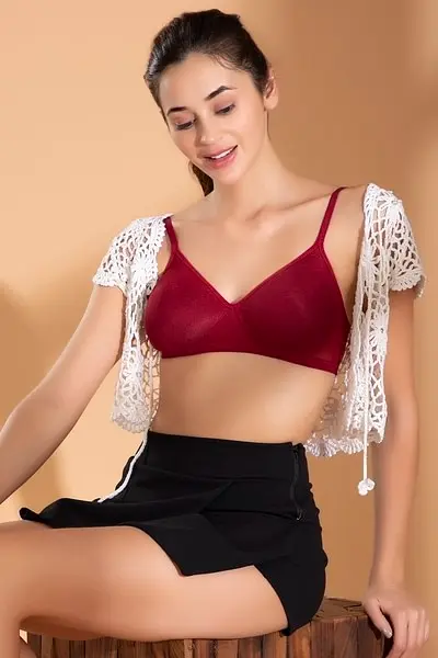 Padded Non-Wired Full Cup T-shirt Bra in Maroon