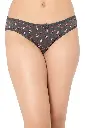 Low Waist Floral Print Bikini Panty in Dark Grey - Cotton