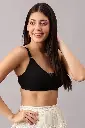 Non-Padded Non-Wired Full Coverage T-shirt Bra in Black - Cotton